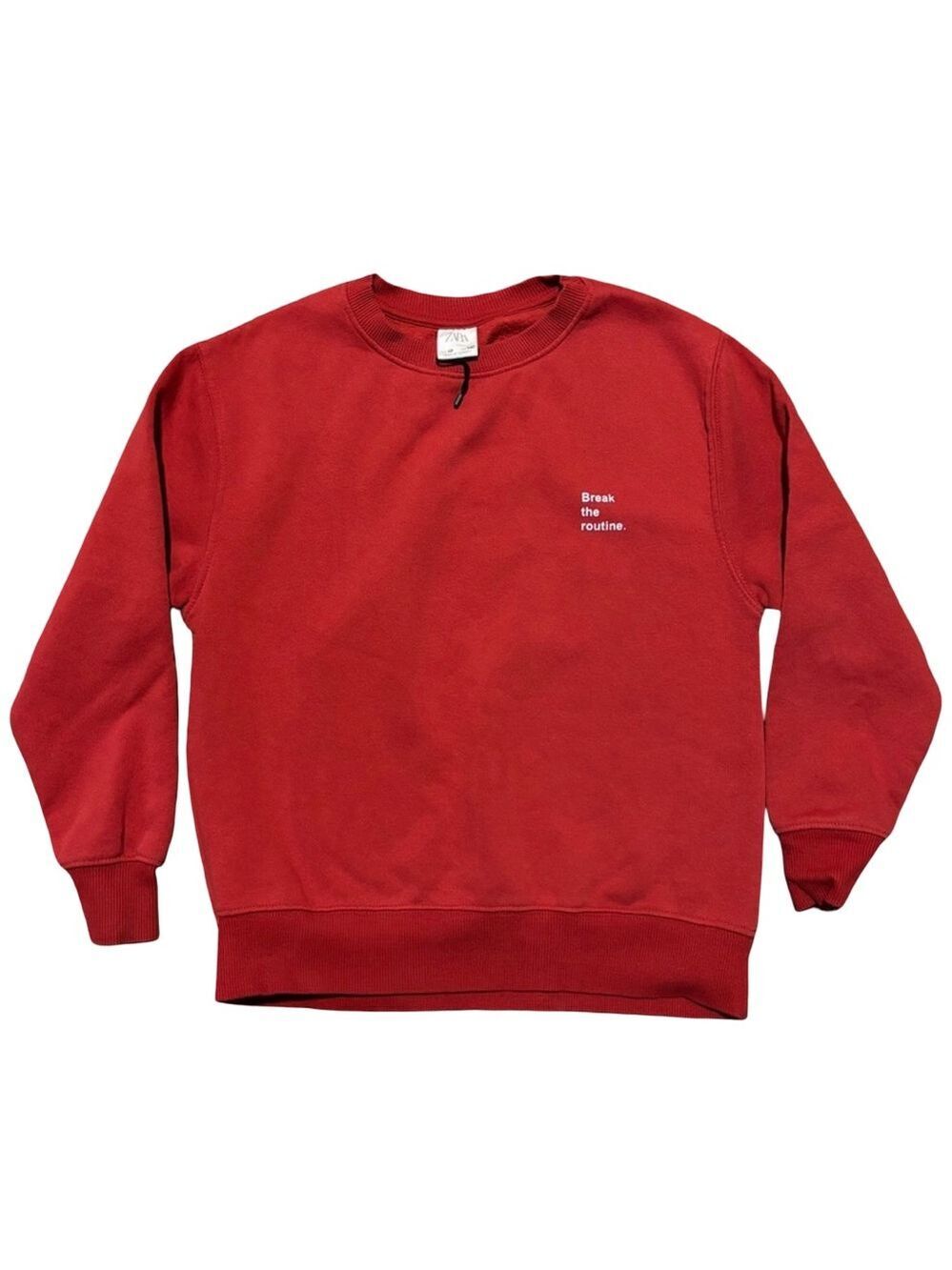 Zara Bold Red Minimalist Casual Sweatshirt Boys or Girls Size 10